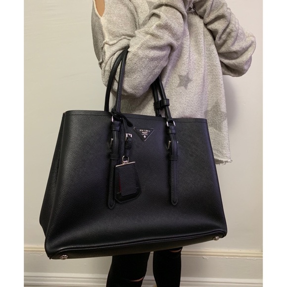 SOLD PRADA Saffiano Cuir Double Tote Bag $3,100 - Picture 3 of 8